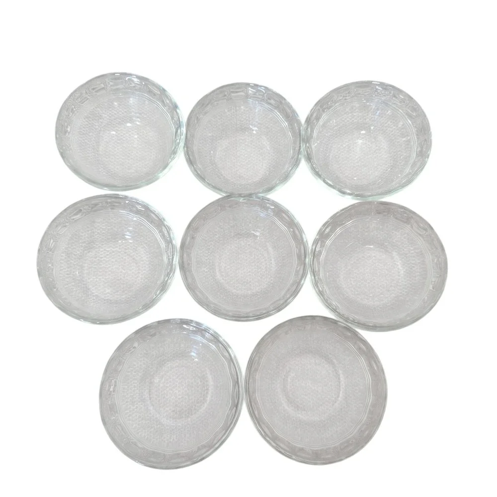 Pyrex Clear Glass Custard Cups Set of 8 465 6 Oz Dessert Bowls USA Vintage